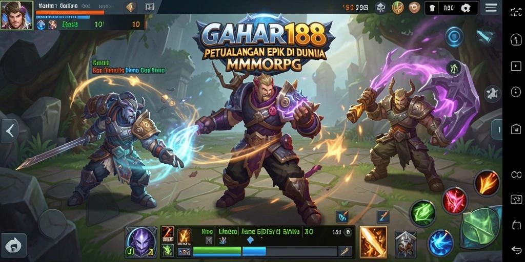 Screenshot GAHAR188 menunjukkan aksi pertarungan epik dalam dunia MMORPG.