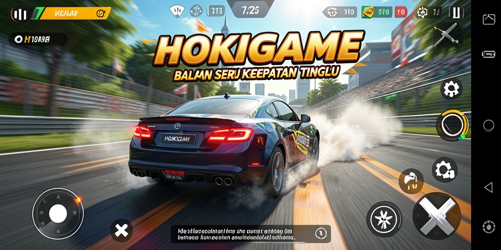 Gameplay HOKIGAME yang menegangkan dengan balapan melawan pemain lain.