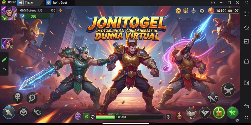 Tangkapan layar dari gameplay pertarungan yang intens di JONITOGEL.