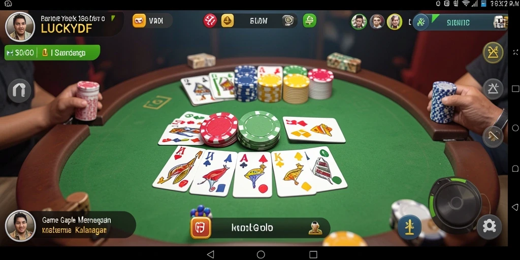 Tampilan gameplay seru dari LUCKYDF, permainan Gaple yang menarik.