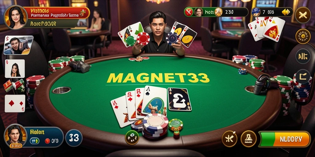 Tampilan gameplay Poker yang menegangkan di MAGNET33.