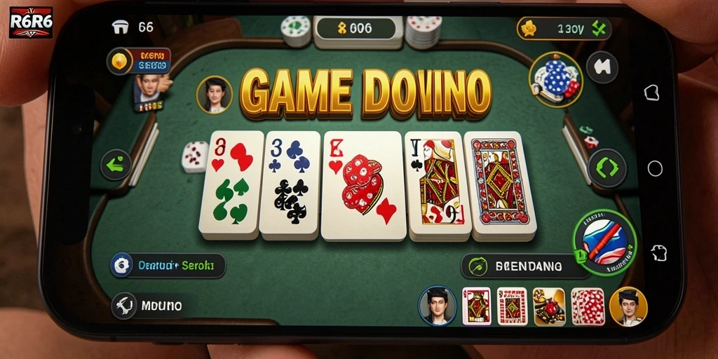 Screenshot gameplay R6R6 menampilkan aksi seru di meja Domino.