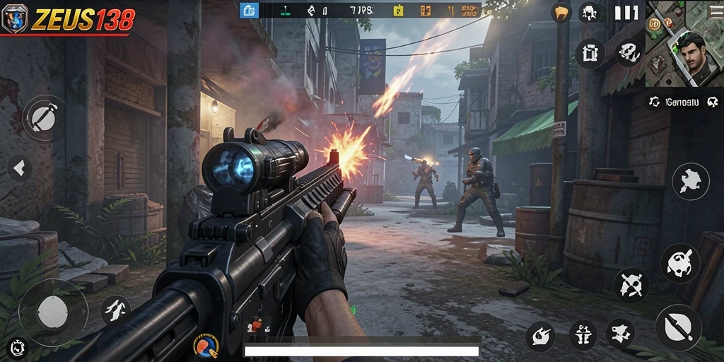 Tampilan menegangkan dari gameplay ZEUS138 saat perang.